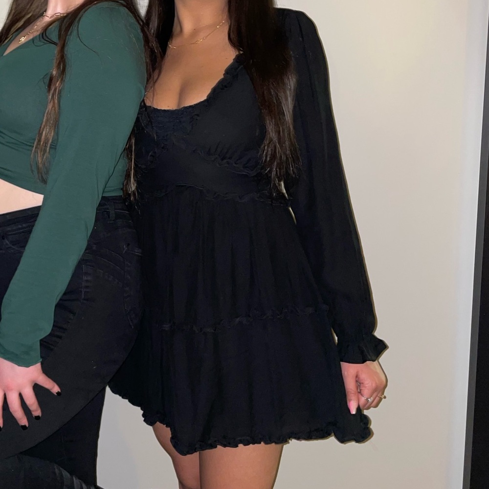 Altar'd State V-Cut Short Black Dress